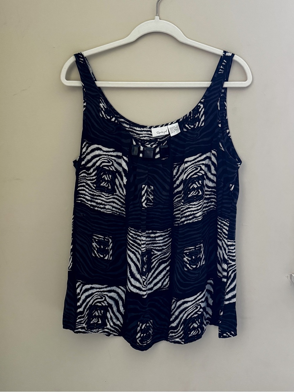 100% Silk Spiegel Black & White Zebra-Print Top